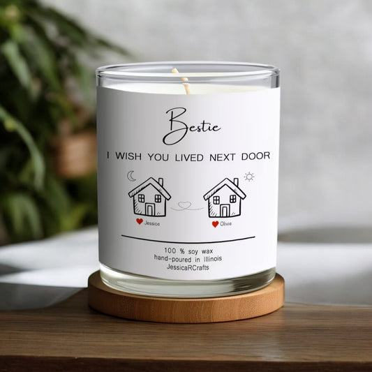 I Wish You Lived Next Door Candle | Bestie Gift, Personalized Christmas Birthday Scented Candle Gift, Bestie Friend Long Distance Gift