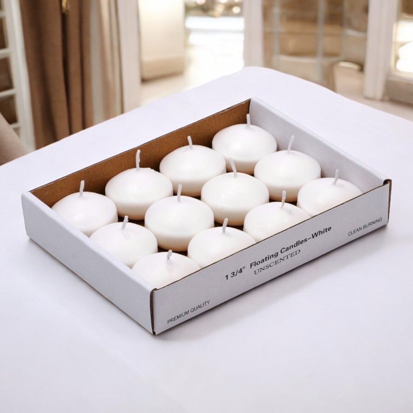 I Scented Candle Premium White Floating Candles - 5+ Hour Burn, Set of 12, 100% Cotton Wick - Idea for Weddings & Events