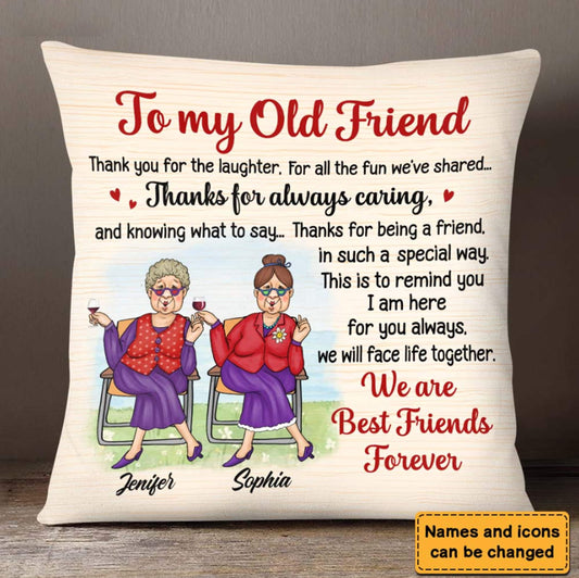 To My Old Friend Bestie Personalized Pillow, Sisters Pillow, Best Friend Long Distance Gift, Friendship Pillowcase, Miles Apart Pillow