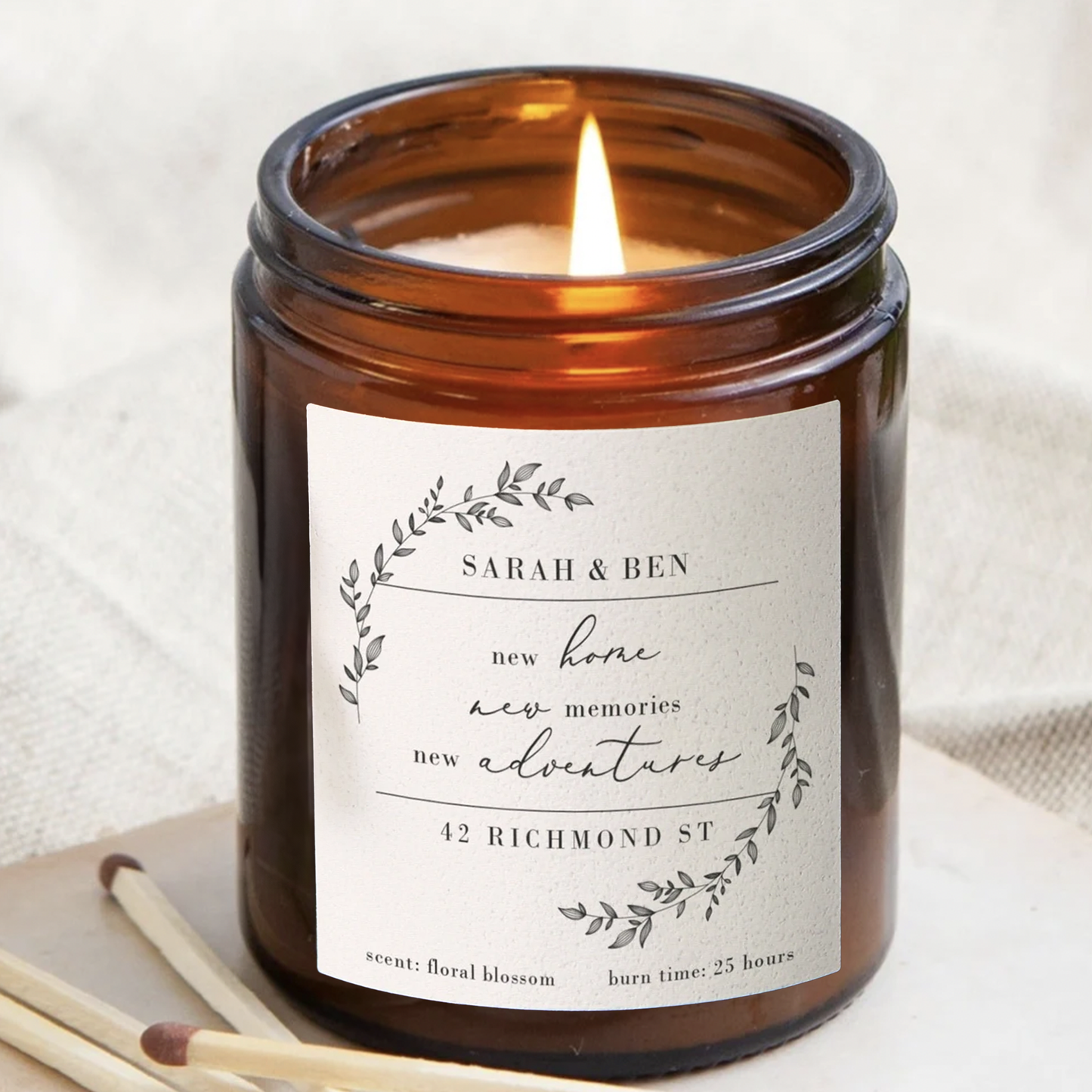 Personalised New Home Gift - Housewarming Candle - 8oz Soy Wax