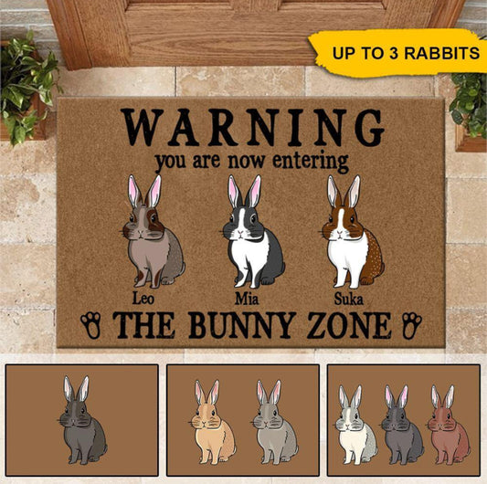 Warning You Are Entering The Bunny Zone Doormat, Rabbit Entrance Mat, Easter Bunny, Bunny Doormat, Rabbit Lovers, Nature Lover, Bunny Mom