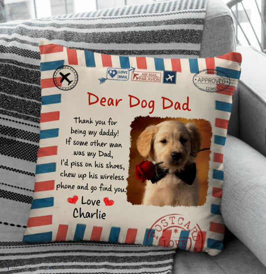 Mail Letter To Dad/Mom Personalized Pillow, Gift For Pet Lovers, Custom Pillow, Housewarming Gift, Dad Gift, Mom Gift, Funny Printed Pillow