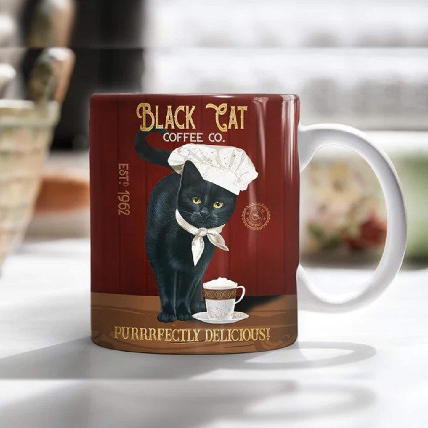 Black Cat Company Coffee Mug - Retro Cat Mug For Cat Mom Cat Lovers - Black Cat Company Co - Purrrfectly Delicious - Gift For cat Lovers