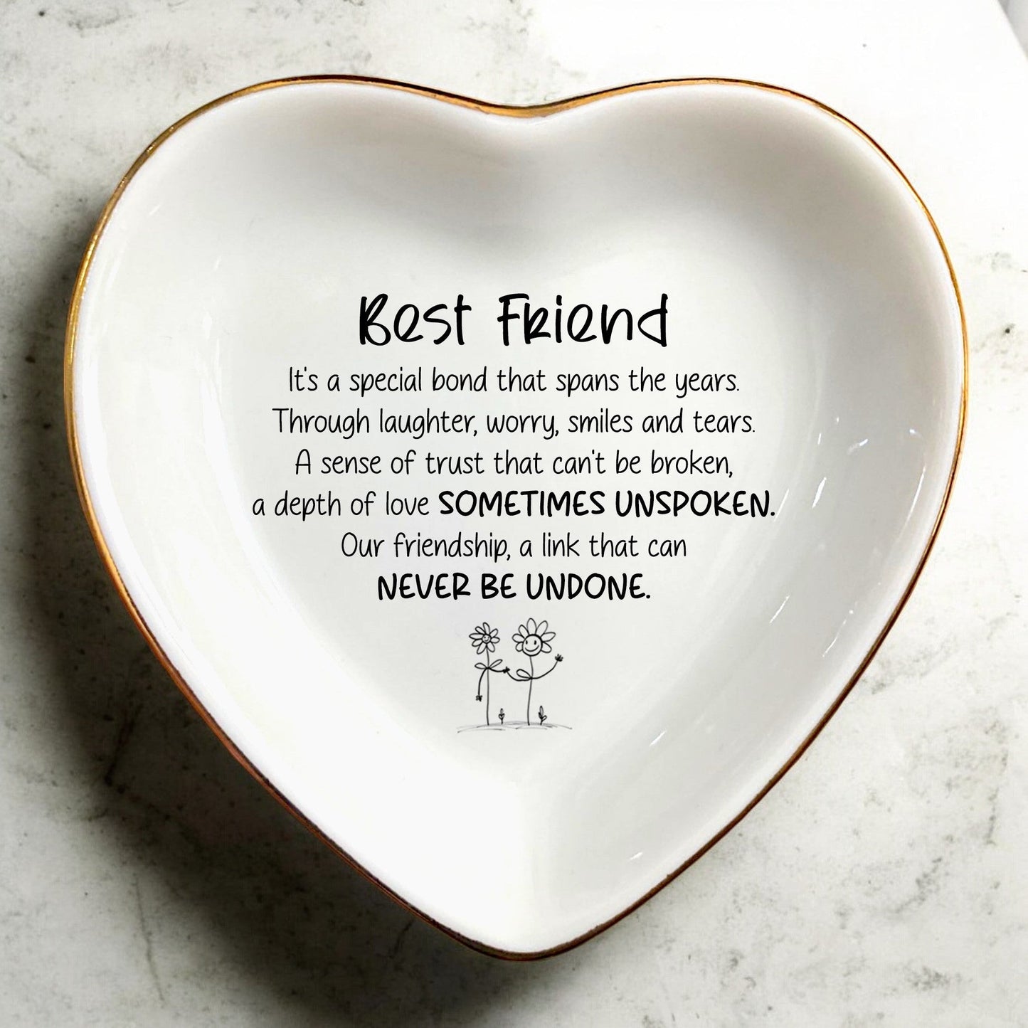 Ceramic Ring Dish Gifts for Best Friend-Jewelry Tray for Good Friends Bestie Best Friend BFF Soul Sister Friendship Plate Holder-Gifts for Birthday,Christmas