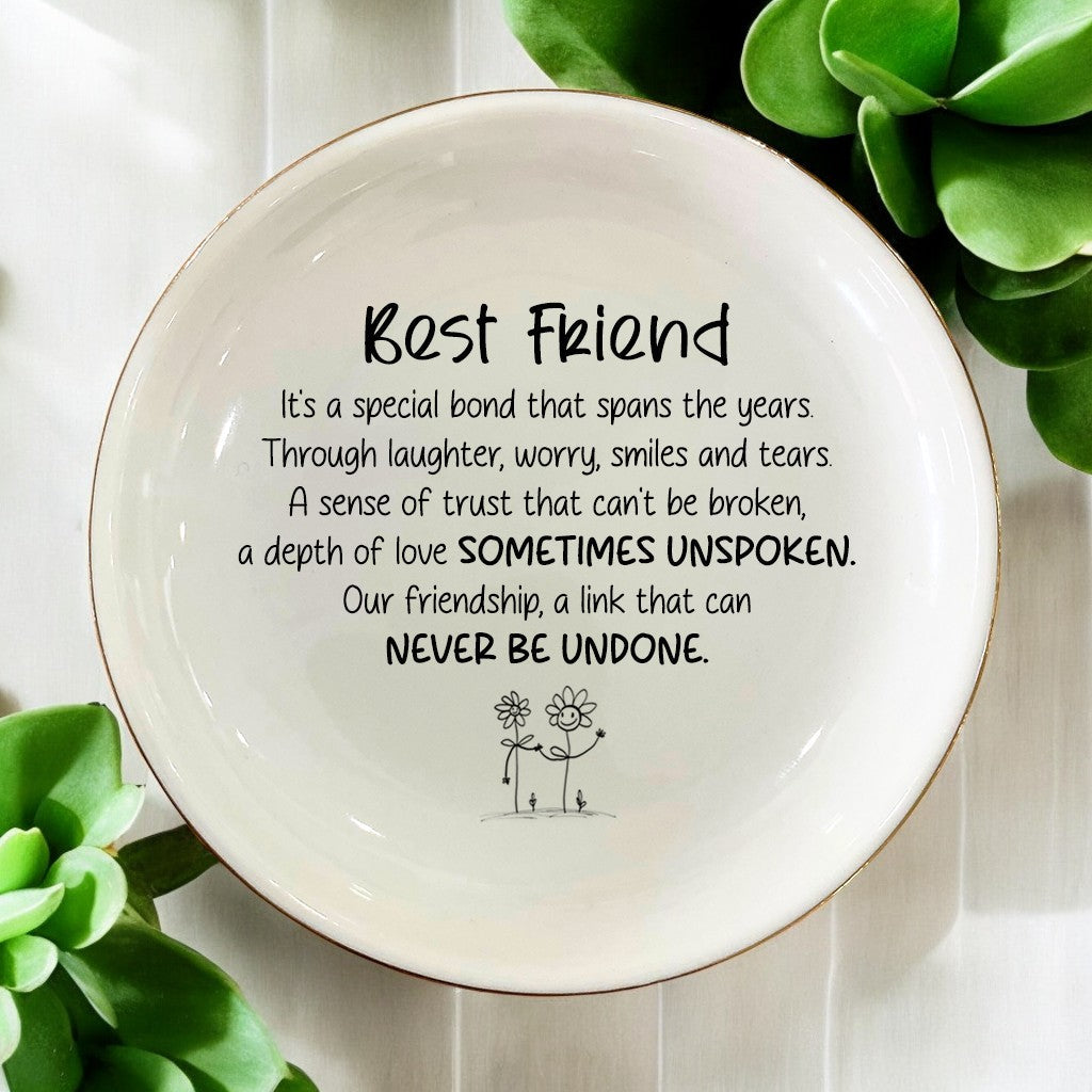 Ceramic Ring Dish Gifts for Best Friend-Jewelry Tray for Good Friends Bestie Best Friend BFF Soul Sister Friendship Plate Holder-Gifts for Birthday,Christmas