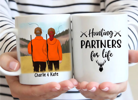 Hunting Partners for Life Personalized Couple Mug, Funny Mugs For Lovers, Gift for Hunters, Couples Gift, Husband Gift, Valentine's Day Gift