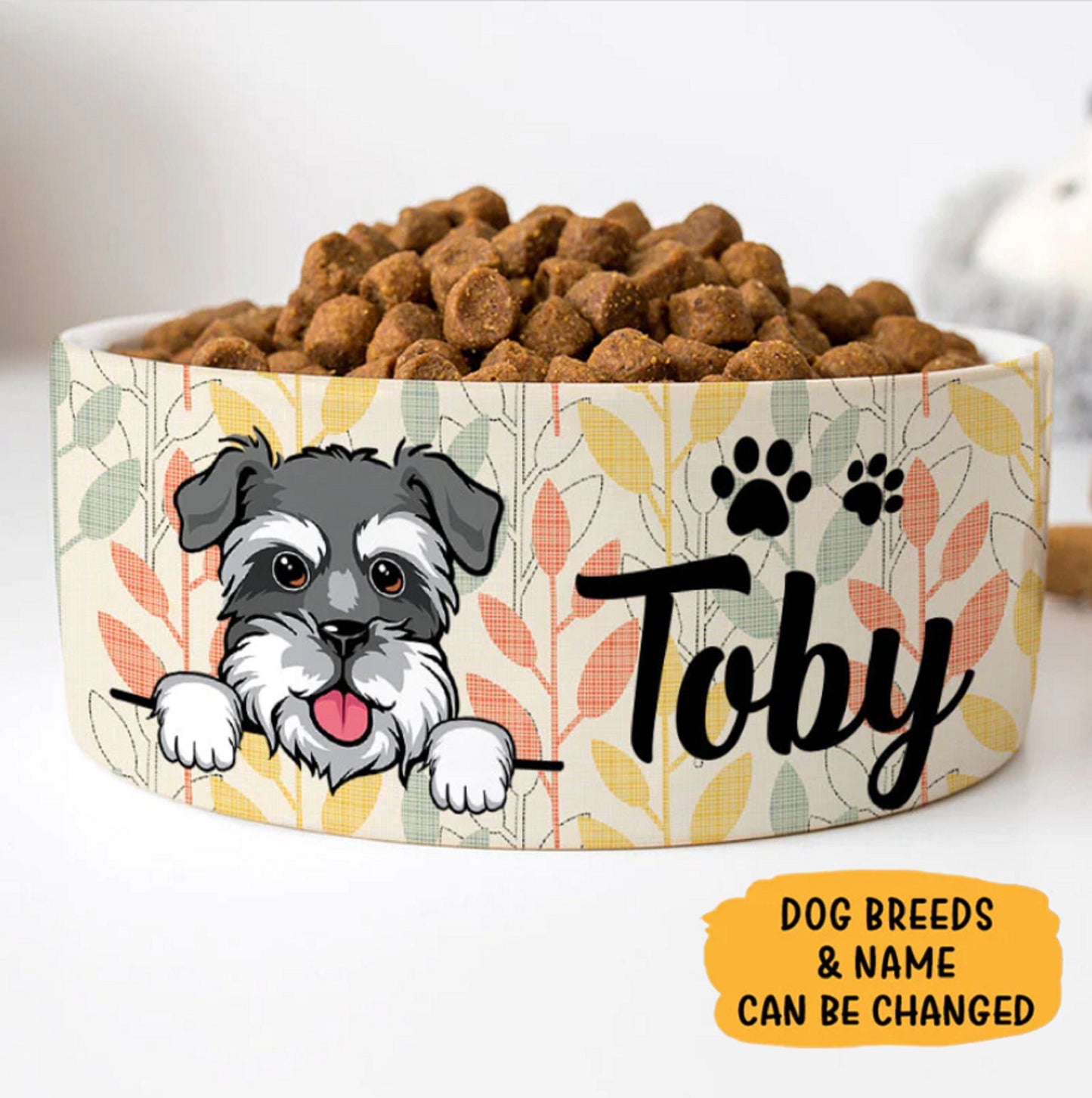 Custom Dog Bowls Spring Flowers, Personalized Dog Bowl, New Dog Gift, Dog Food Bowl, Dog Water Bowl, Pet Bowl, Dog Lovers Gifts, Dog Parents