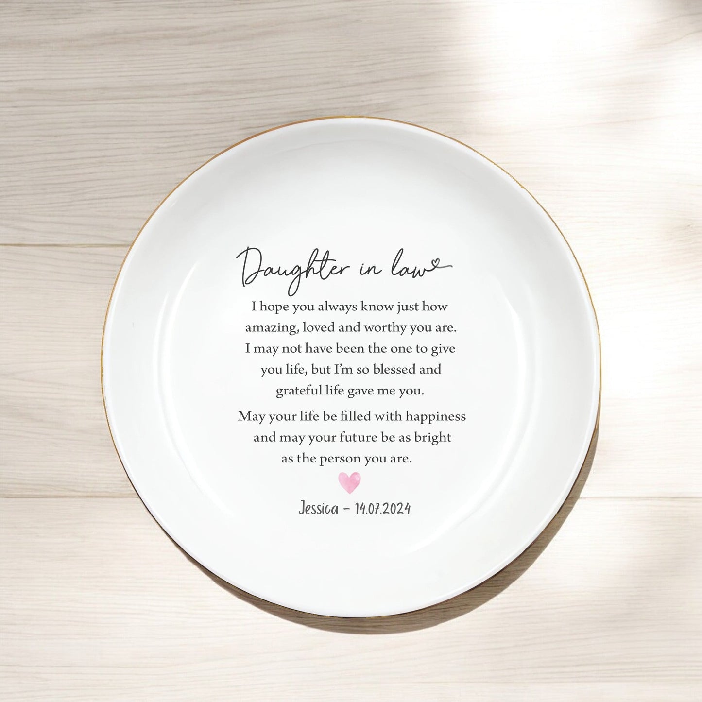 Daughter in Law Ring Dish | Personalized Wedding Day Jewelry Tray | Unique Gift for Future Daughter from Mother in Law