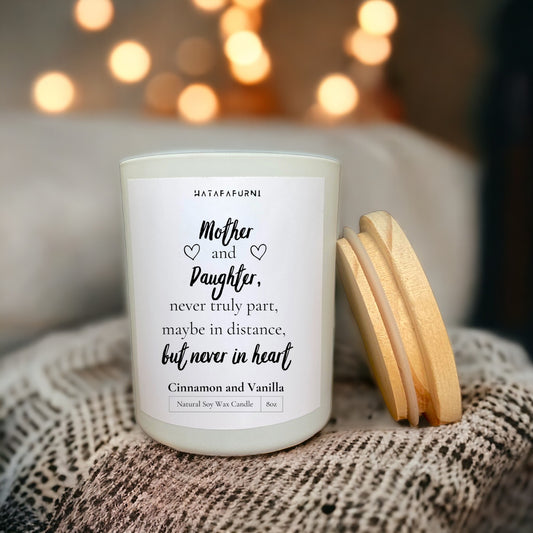 Holiday Scented Candle Gifts for Mom from Daughter -  Soy Wax, Cinnamon and Vanilla Candles 8oz