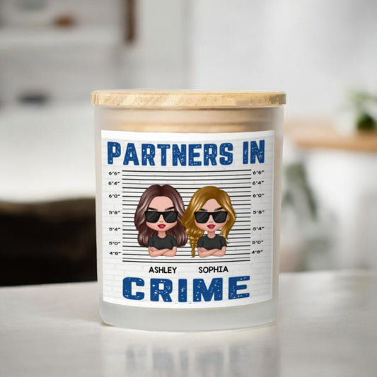 Partners In Crime Personalized Candle | Unique Friend Gift - Graduation Birthday Gift