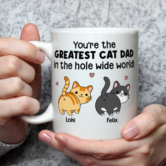 Greatest Cat Mom In The Hole World Personalized Funny Cat Mug, Cat Lover Personalized Mug, Cat Mom Mug Gift, Funny Cat Mug Gift