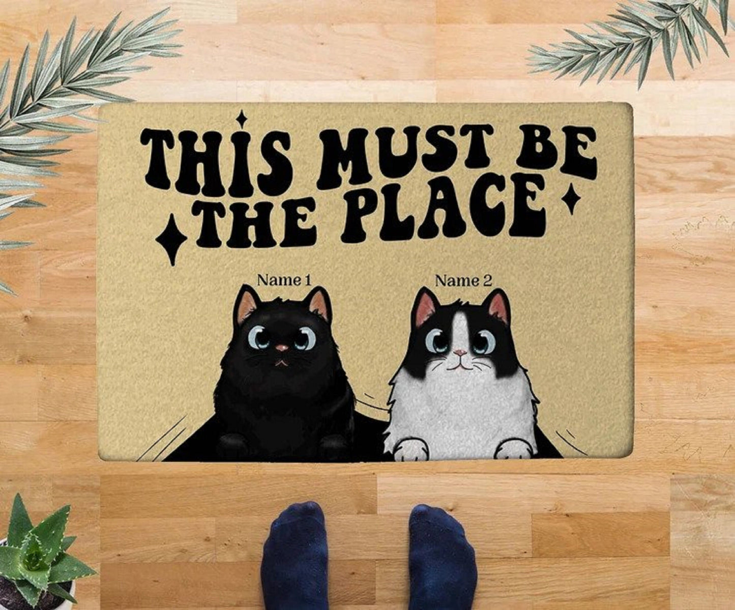 Personalized This Must Be The Place Cat Doormat - Personalized Groovy Cat Doormat - Cat Doormat Gift For Housewarming - Home Decor