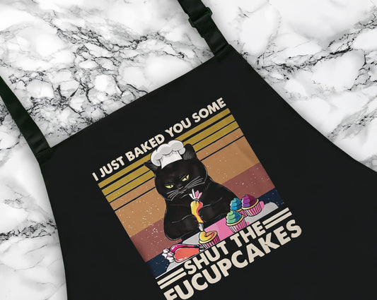 Shut The Fucupcakes, Kitchen Apron For Cat Lovers, Apron with Pockets, Custom Cooking Gift for Mom, Cooking Apron, Bakery Apron, Grill Apron