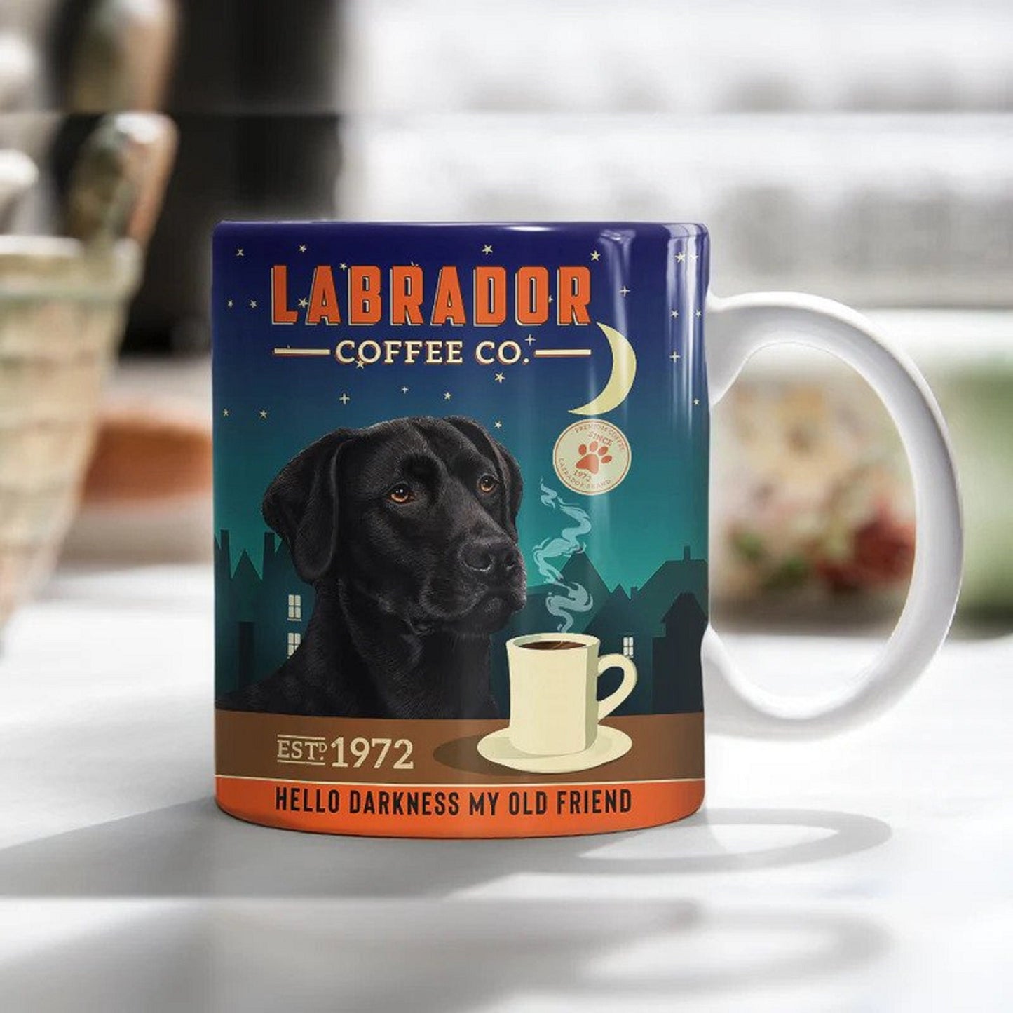 Labrador Retriever Dog Coffee Company Mug, Vintage Dog Mug, Mom Dog Mug,Dad Dog Mug, Gift For Dog Lover, Hello Darkness My Old Friend