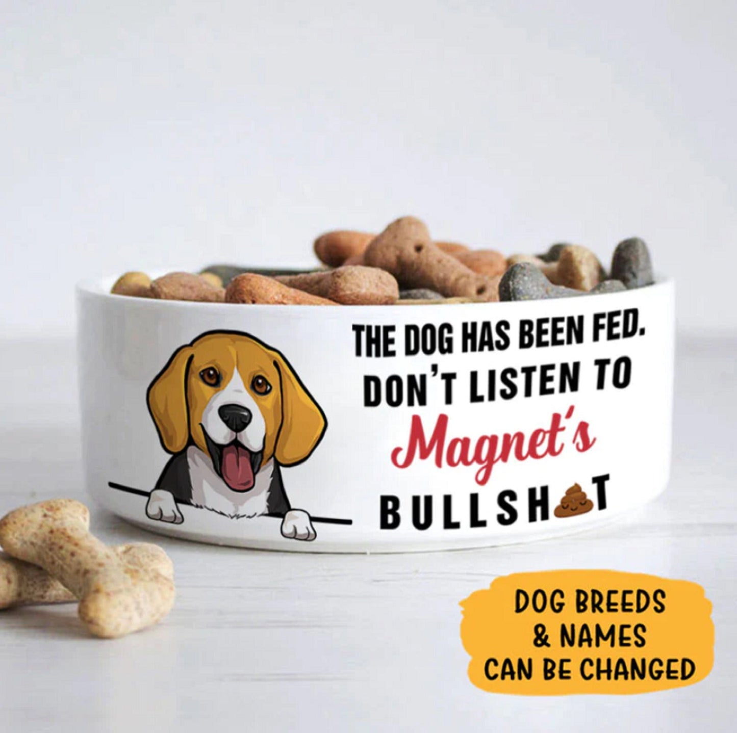 Custom Dog Bowls with Name & Breeds Design, Funny Personalized Dog Bowl, New Dog Gifts, Dog Food Bowl, Dog Water Bowl, Funny Pet Bowl