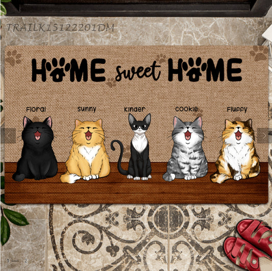 Personalized Dog and Cat Welcome Doormat, Dog Entrance Mat, Welcome People Tolerated Custom Doormat, Housewarming Gift, Home Sweet Home