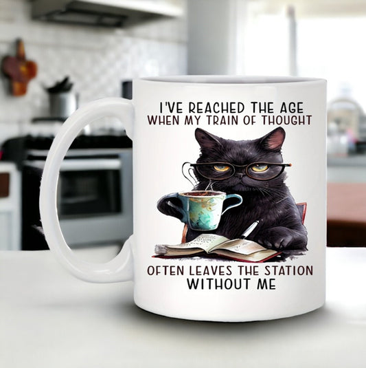 I Have Reached The Age Mug, Cranky Cat Mug, Gift for Readers, Librarian Mug, Sarcastic Mug, Book Lovers Gifts, Bookworm Mug, Reading Mug