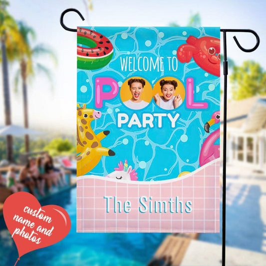 Personalized Garden Flag for Pool Party, Garden Flag, House Flag, Spring Garden Flag, Couples Gift, Yard Art, Home Decor, Welcome Sign