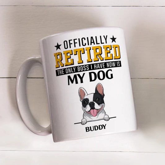 Official Retired Dog Personalized Coffee Mug, Dog Dad Mug, Dog Mom Mug, Custom Dog Mug, Funny Dog Mug, Retirement Gift, Dog Owner Gift