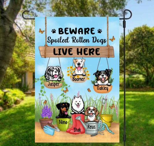 Personalized Dog Flag, Dog Lover Personalized Gift, Spring Garden Flag, Dog Flag For Dog Lovers, Dog Owner Gift Ideas, Dog Mom, Dog Dad Flag