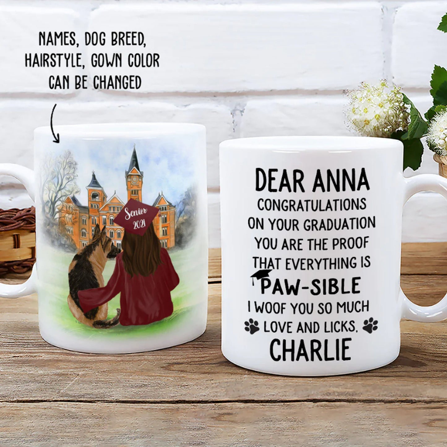 Mastered it Graduation 2024 Personalized Mug, Class of 2024, High School Graduation Gift for Dog Lovers, Grad Gift, Graduation Coffee Mug