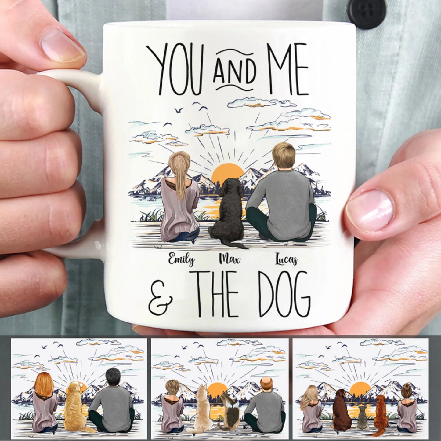 You and Me and The Dog Personalized Coffee Mug, Dog Dad Mug, Dog Mom Mug, Custom Dog Mug, Dog Parents Mug, Anniversary Gift, Gift for Lovers