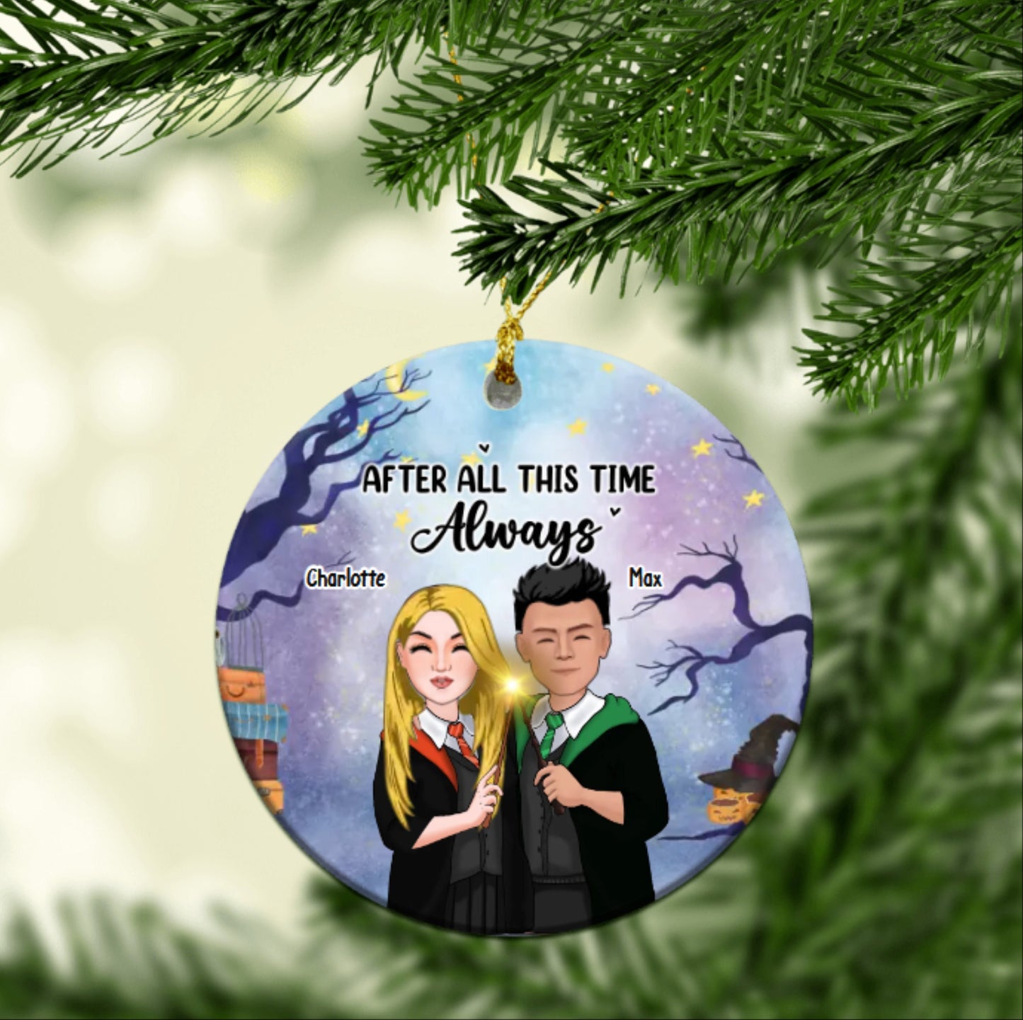 After All This Time Always Personalized Couples Ornament, First Christmas Ornament, Engagement Keepsake, Couples Gift, Potterhead Gift