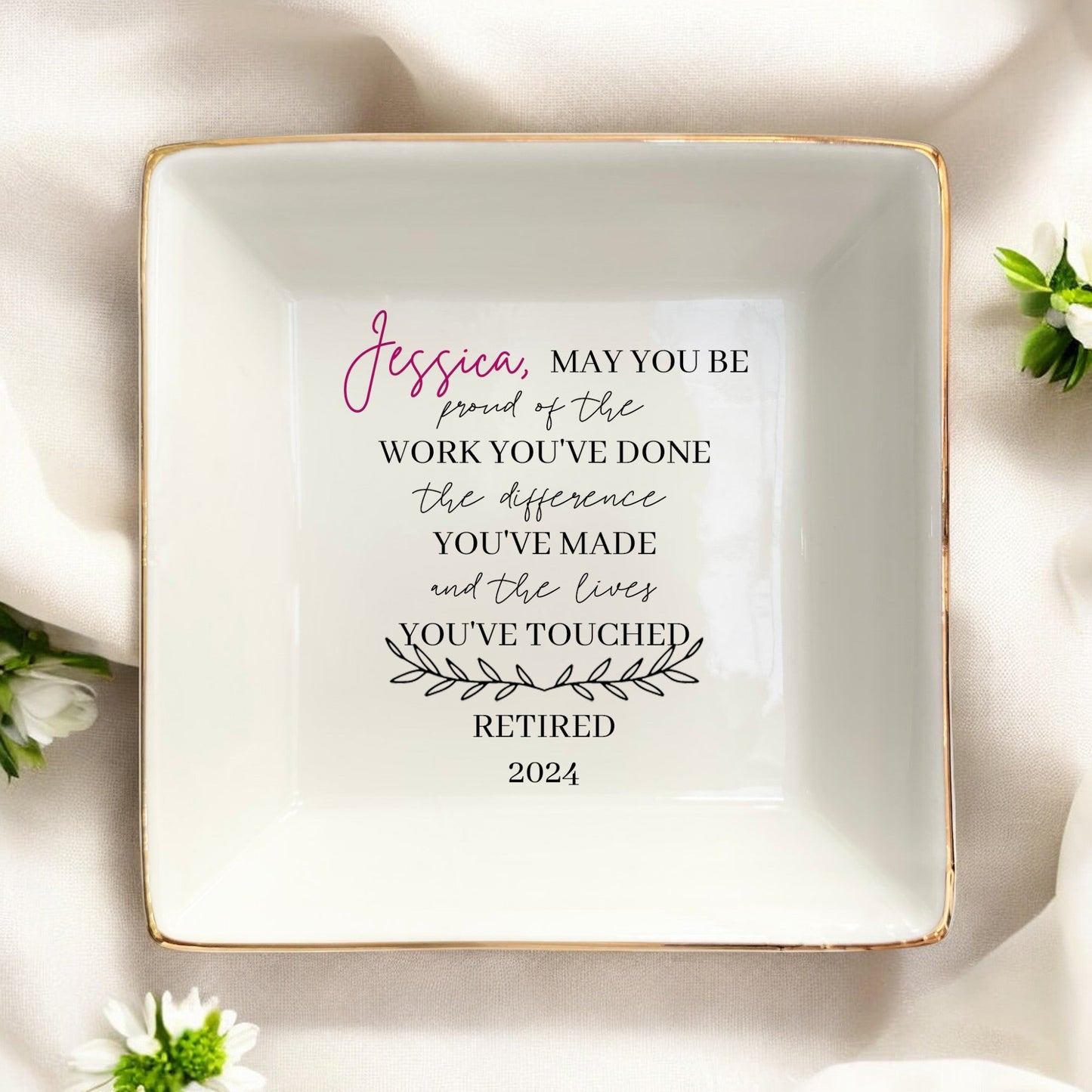 Inspiration Retirement Ring Dish Gifts for Women-Jewelry Dish Goodbye,Retirement Gift for Friends Teachers Nurses Doctor Boss Coworkers Colleague