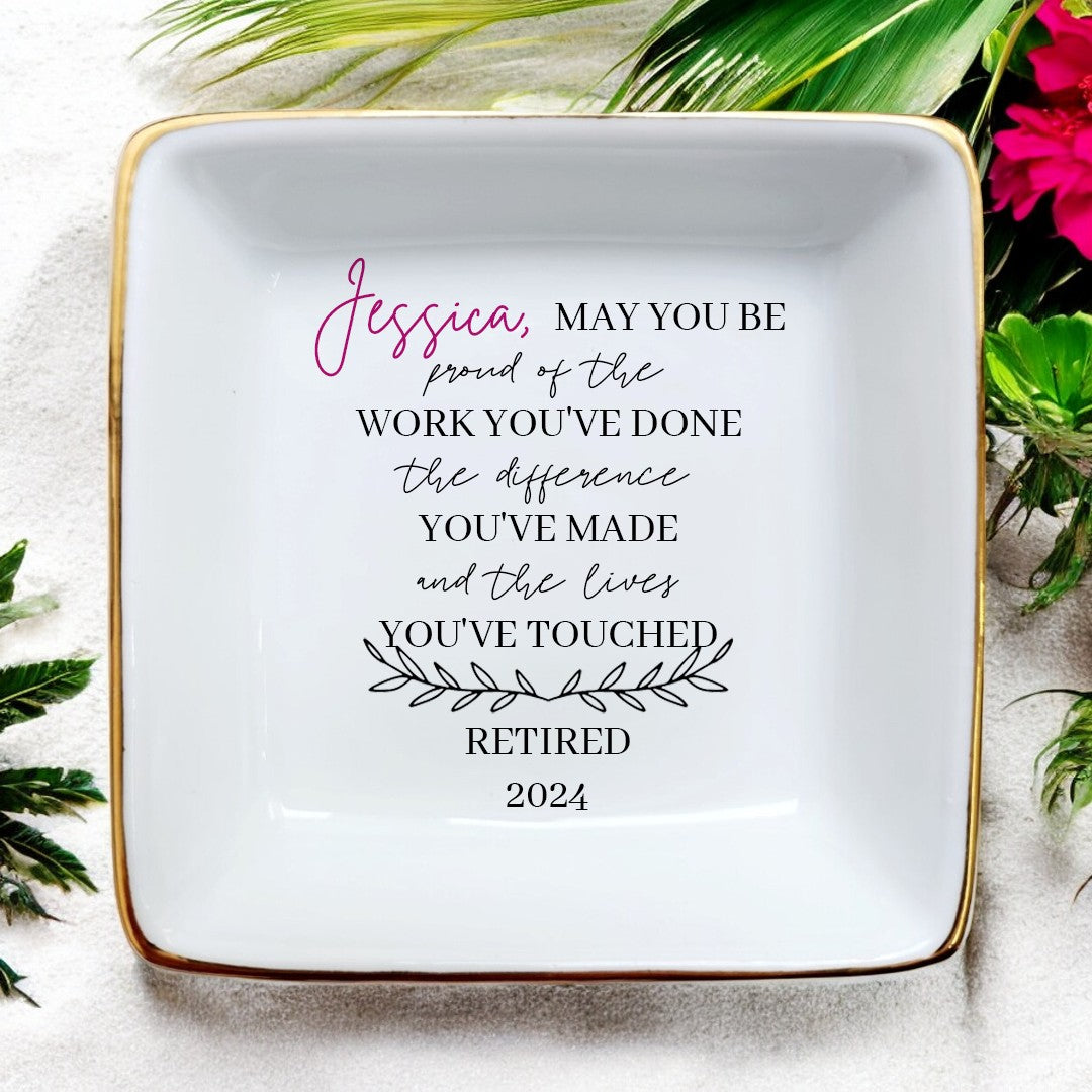 Inspiration Retirement Ring Dish Gifts for Women-Jewelry Dish Goodbye,Retirement Gift for Friends Teachers Nurses Doctor Boss Coworkers Colleague