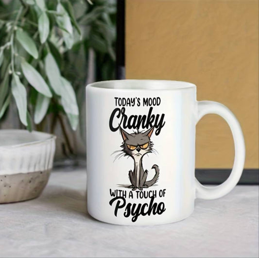Today's Mood Cranky Coffee Mug, Best Funny Cat Coffee Mug, Gift For Friends, Mom Cat Mug, Dad Cat Mug, Cat Lover Gift, Morning Coffee Mug