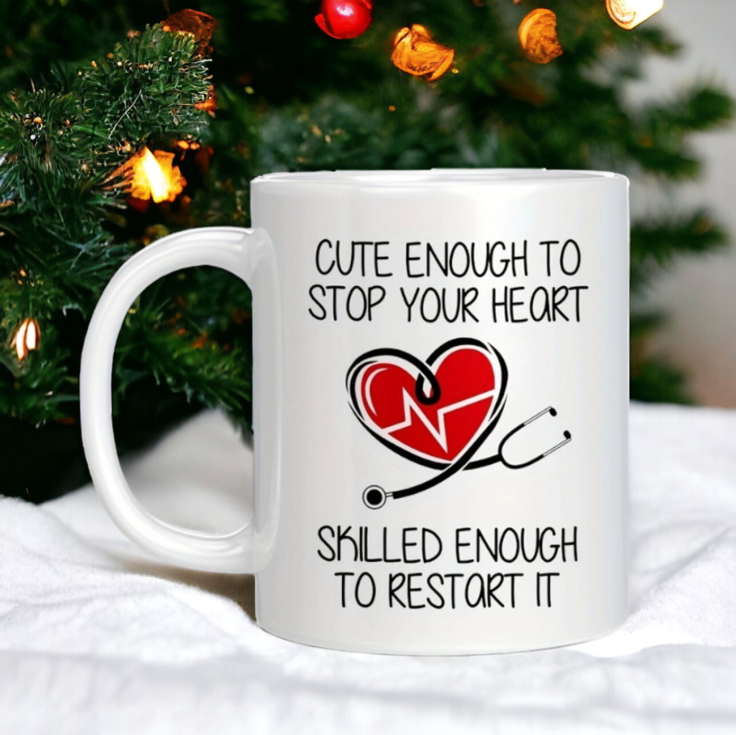 Cute Enough To Stop Your Heart Doctor Coffee Mug, Funny Doctor Mug, Co-worker Gift, Medical Student Gift, Doctor Mug, DR Mug, DR Gifts