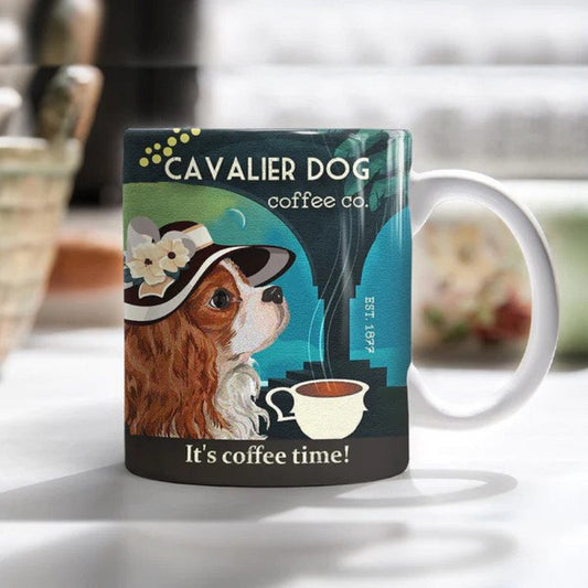 Cavalier Dog Coffee Company Mug, Vintage Cavalier Dog Mug For Dog Lovers, Mom Dog Mug,Dad Dog Mug, Gift For Dog Lover, It's Coffee Time