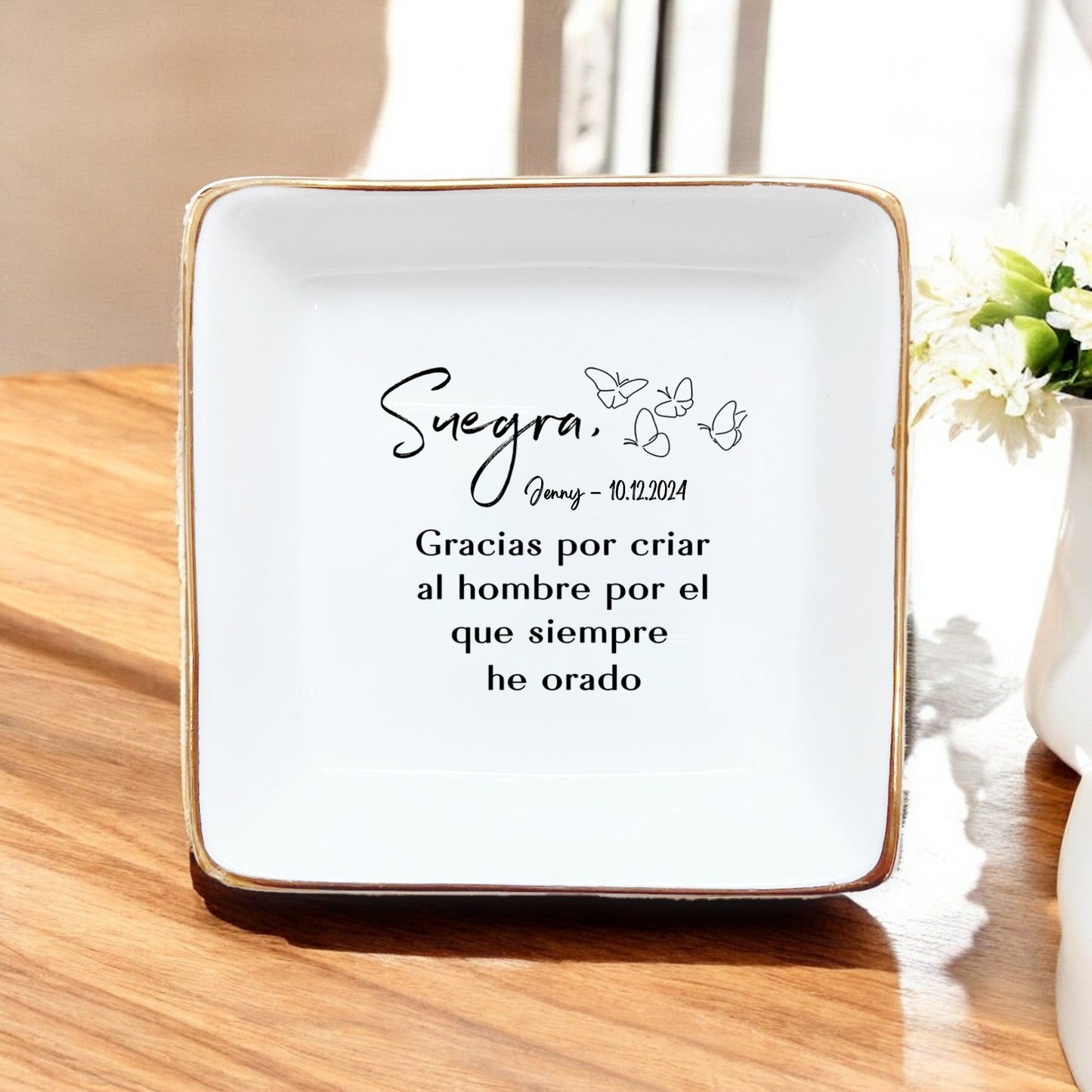 Spanish Mother-in-Law Ring Dish | Personalized Regalo para Suegra | Unique Jewelry Tray Gift for Future Mother-in-Law