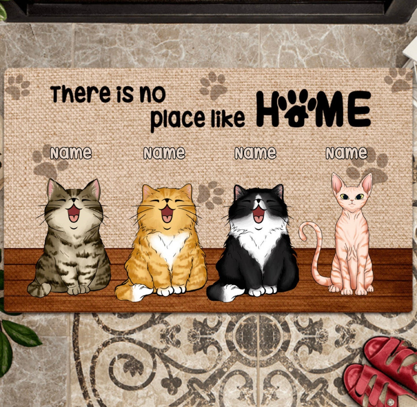 There Is No Place Like Home Personalized Dog and Cat Doormat, Dog Entrance Mat, Welcome Doormat, Housewarming Gift, Home Sweet Home