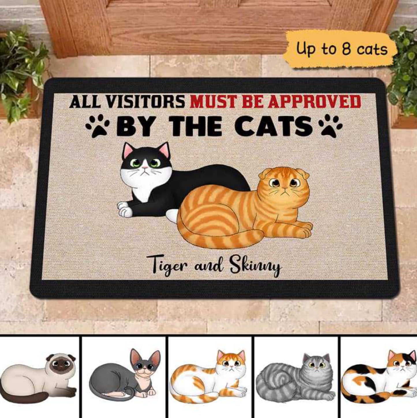 Visitors Must Be Approved By Cats Personalized Doormat, Funny Welcome Mat, Cat Entrance Mat, Front Door Mat, Cat Mom Birthday Gift