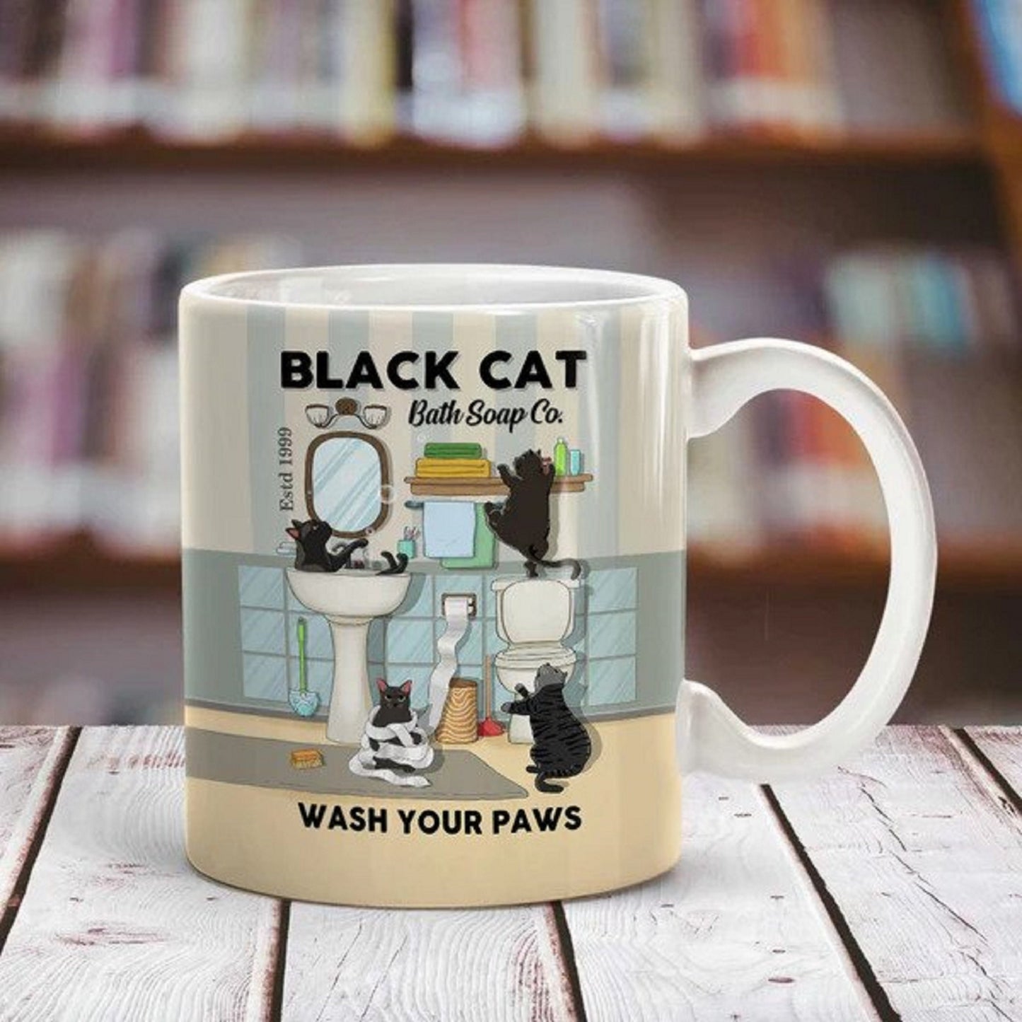 Black Cat Company Coffee Mug - Retro Cat Mug For Cat Mom Cat Lovers - Black Cat Company Co - Wash Your Paws - Gift For cat Lovers