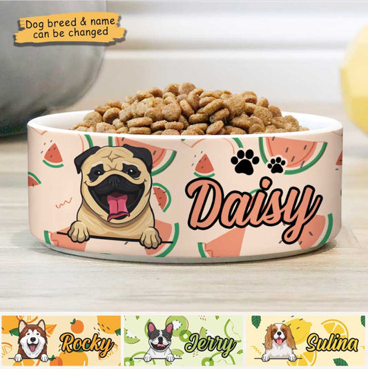 Custom Dog Bowls with Name & Breeds Design, Personalized Dog Bowl, New Dog Gift, Dog Food Bowl, Dog Water Bowl, Pet Bowl, Dog Lovers Gifts