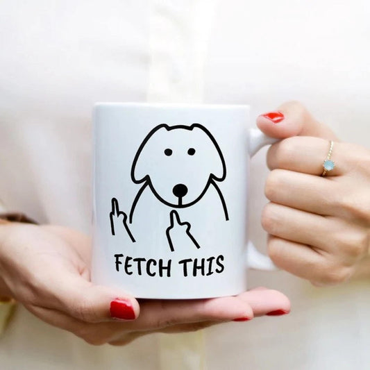 Personalized Fetch This Dog Middle Finger, Funny Coffee Mug, Funny Dog Coffee Mug For Dog Lovers, Mom Mugs, Dad Mugs, Gifts For Pet Lovers