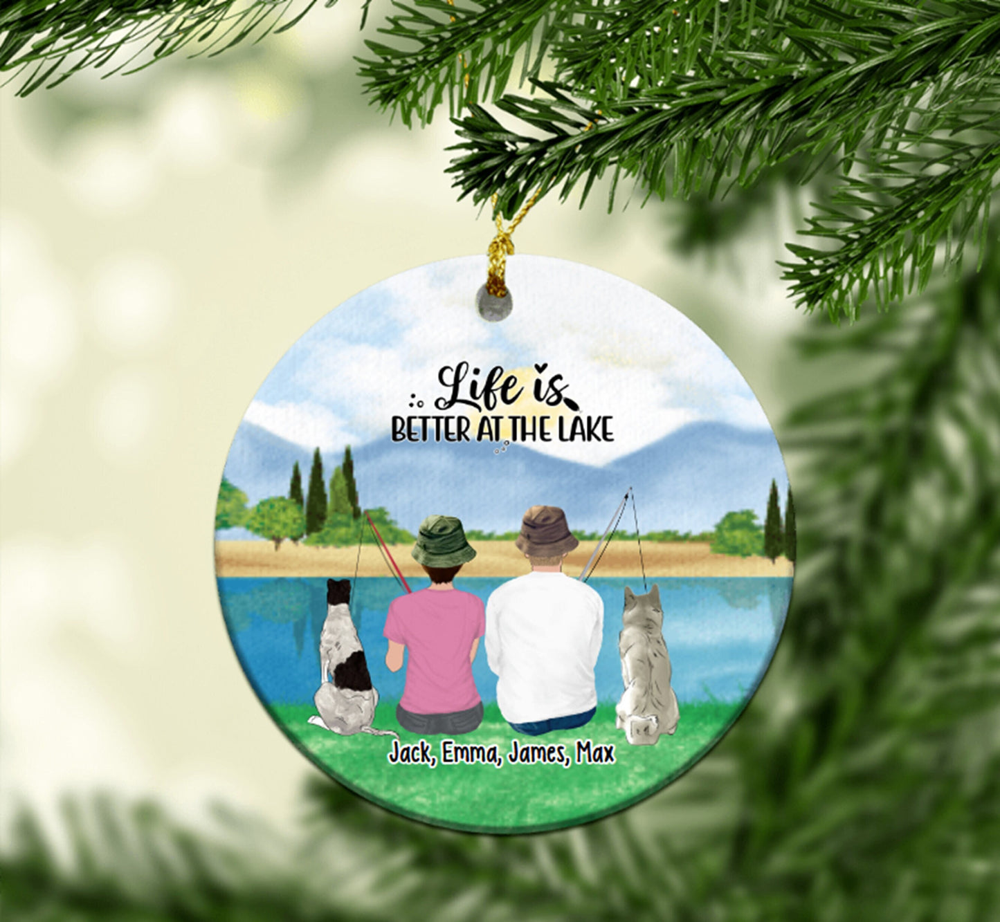 Fishing Partners For Life Couples Personalized Ornament, Ornament for Lovers, Engagement Keepsake, Fishing Lovers Gift, Dog Ornament