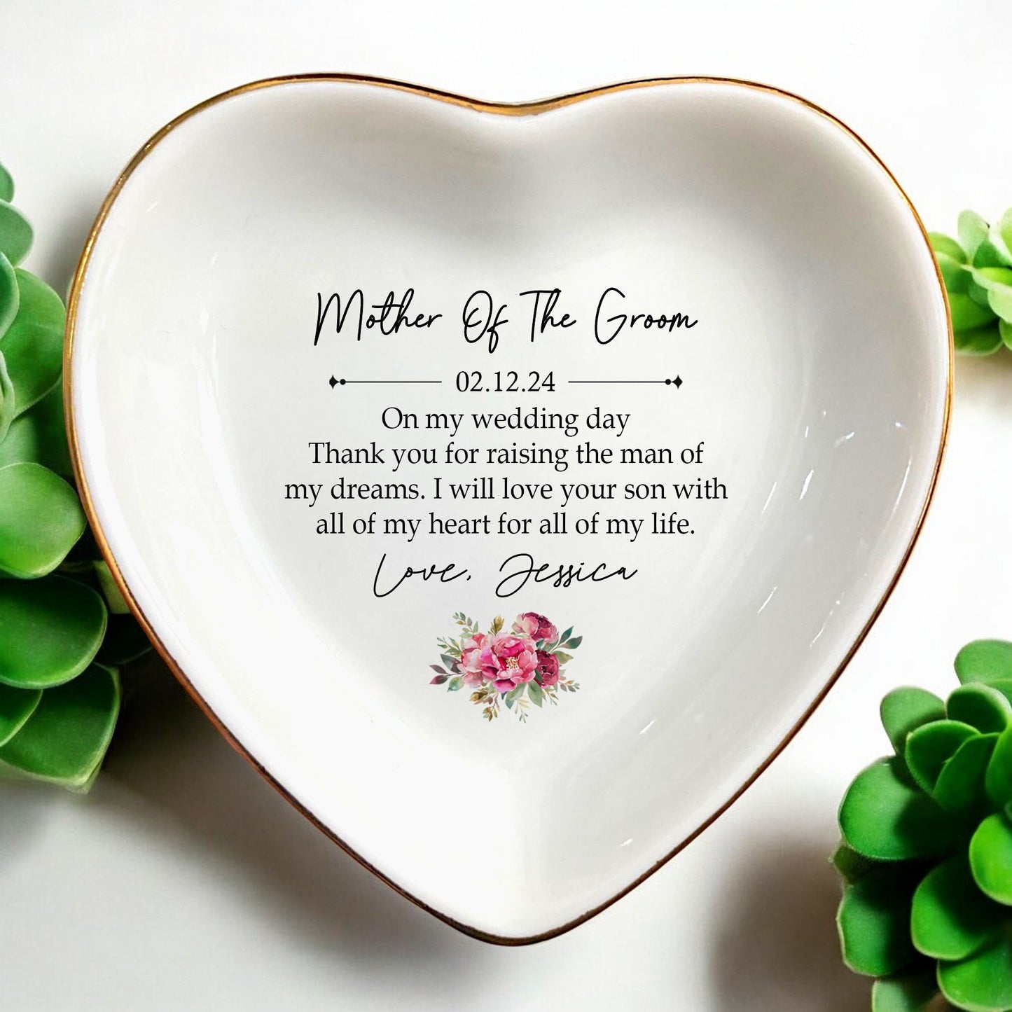 Ring Dish for Mother of the Groom from Bride-Thank you for guiding your son-Wedding Gift for Mother of the Groom-Bridal Shower Gift-Ceramic Jewelry Holder Ring Dish Trinket Box Tray