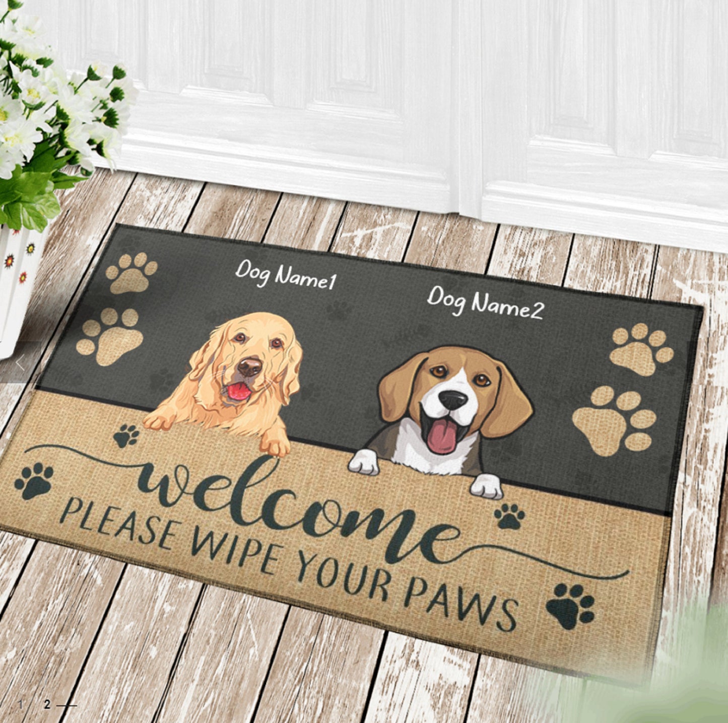 Welcome Please Wipe Your Paws, Personalized Dog Doormat, Funny Welcome Mat, Dog Entrance Mat, Welcome Mat, Housewarming Gift, Dog Lover Gift