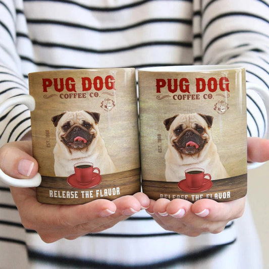 Pug Dog Coffee Company Mug, Vintage Dog Mug, Pug Dog Dad, Pug Dog Mom Mug, Dog Coffee Mug, Dog Lover Gift, Release The Flavor, Dog Tea Cup