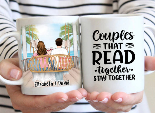 Couple That Read Together Stay Together Personalized Coffee Mug, Mus For Couple, Book Lovers Christmas Mug, Anniversary Gift, Book Club Gift