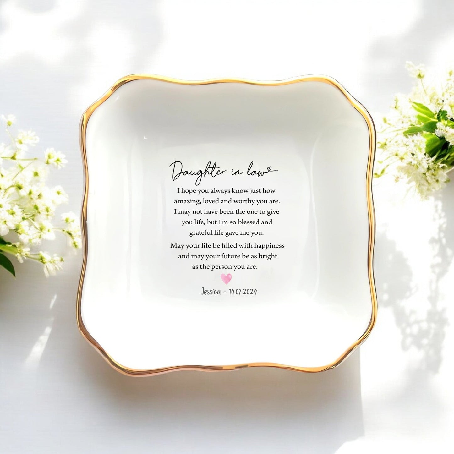 Daughter in Law Ring Dish | Personalized Wedding Day Jewelry Tray | Unique Gift for Future Daughter from Mother in Law