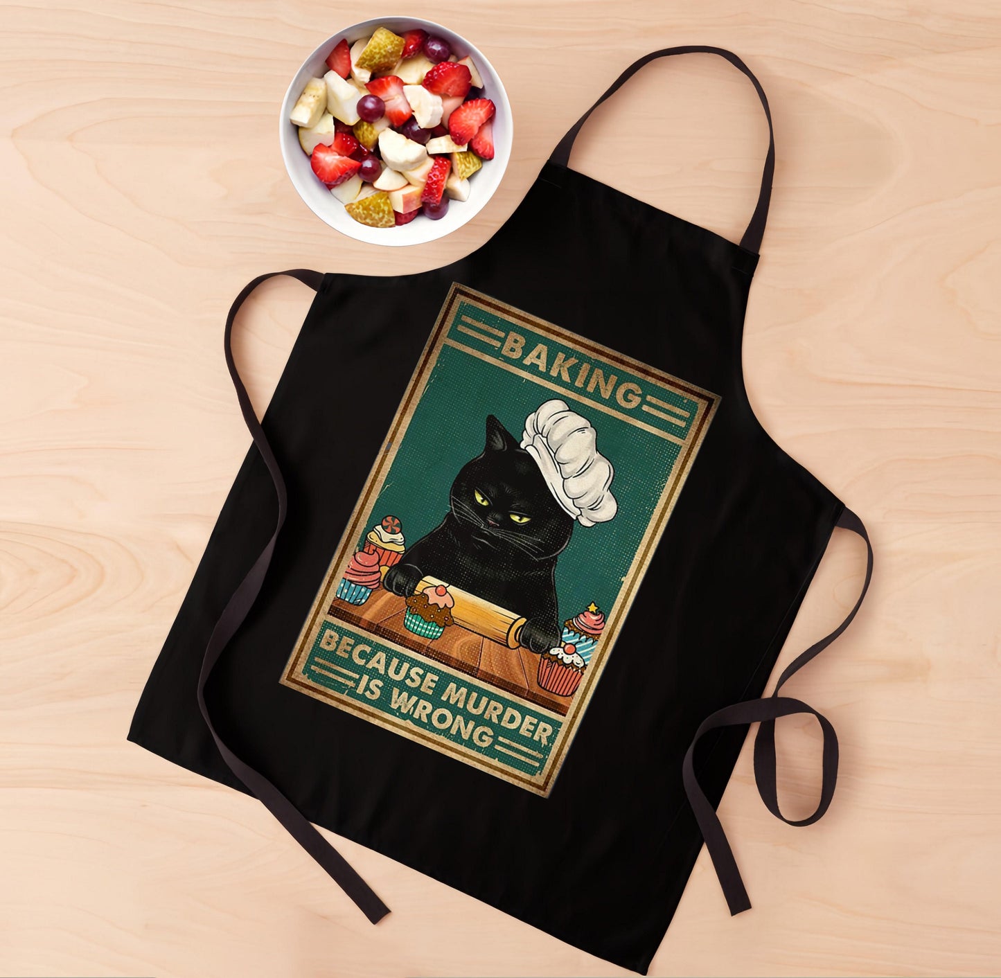 Baking Because Murder Is Wrong, Kitchen Apron For Cat Lovers, Custom Cooking Gift for Mom, Cooking Apron, Baking Apron, Grill Apron