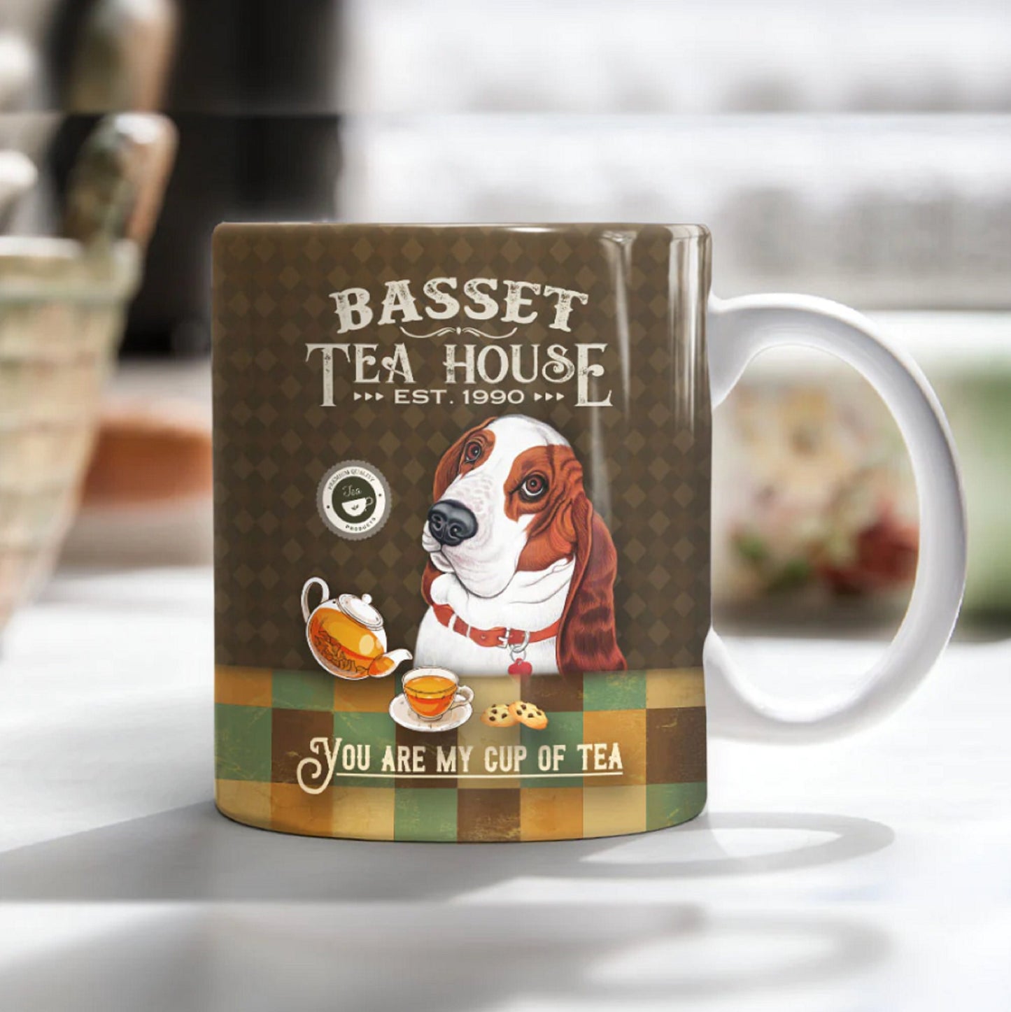 Basset Hound Dog Coffee Company Mug, Vintage Dog Mug, Dog Dad, Dog Mom Mug, Dog Coffee Mug, Dog Lover Gifts, Custom Coffee Cup