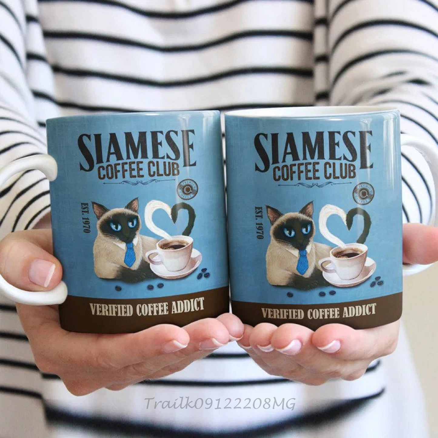 Retro Cat Coffee Company Mug, Siamese Cat Tea Mug, Cat Coffee Company Mug, Mom Mug, Dad Mug, Custom Cat Coffe Cup, Verified Coffee Addict