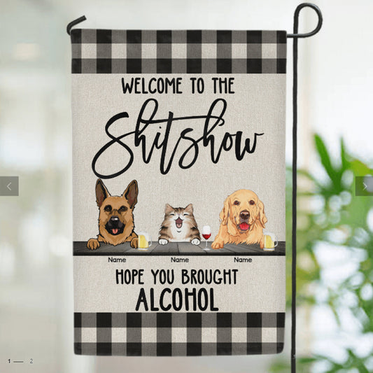 Personalized Welcome To The Shitshow Dog Flag, Dog Lover Gift, Garden Flag, Flag For Dog Lovers, Dog Owner Gift Ideas, Dog Mom, Dog Dad Flag