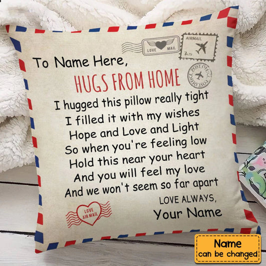 Hug This Pillow Until You Hug Me Custom Pillow,  Long Distance Pillow, Family Name Pillow, Long Distance Gift, Custom State to State