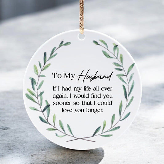 Husband Christmas Ornament Gift from Wife, To My Husband Ceramic Christmas Gifts, Husband Ceramic Present Ornament Xmas Tree Decorations with Gift Box